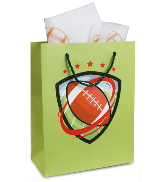 Football Gift Bag with Football Tissue Paper