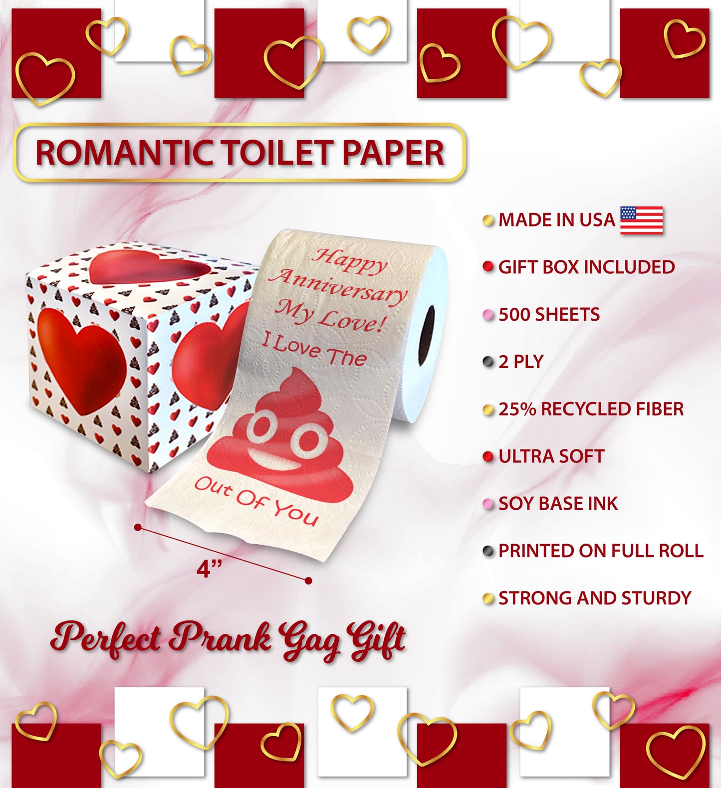 Printed TP Happy Anniversary My Love I Love The Poop Outta You Toilet Paper Roll