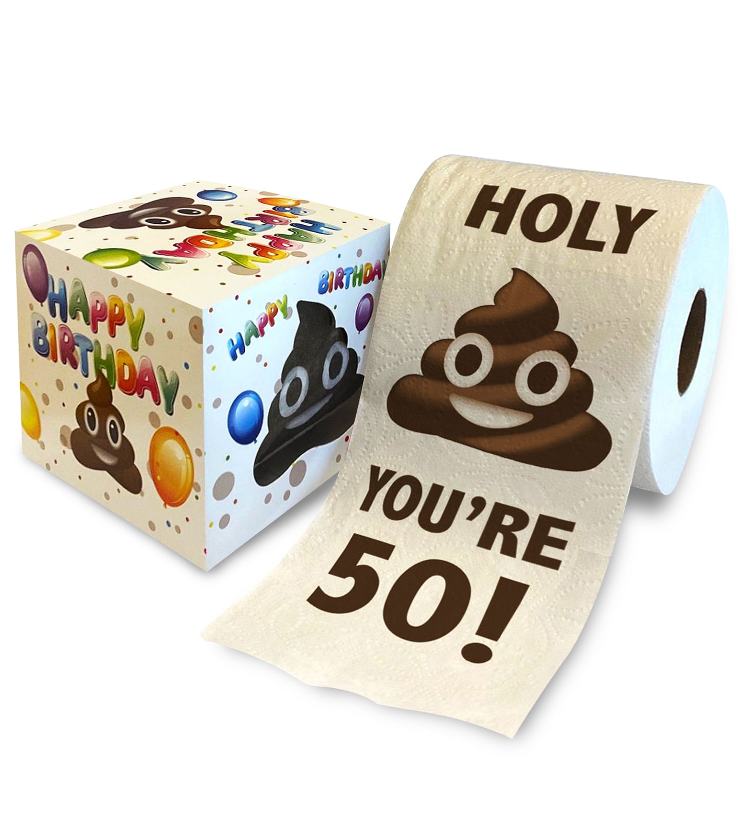 Printed TP Holy Poop You're 50 Funny Toilet Paper Roll Birthday Party Gag Gift