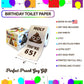 Printed TP Holy Poop You're 65 Funny Toilet Paper Roll Birthday Party Gag Gift