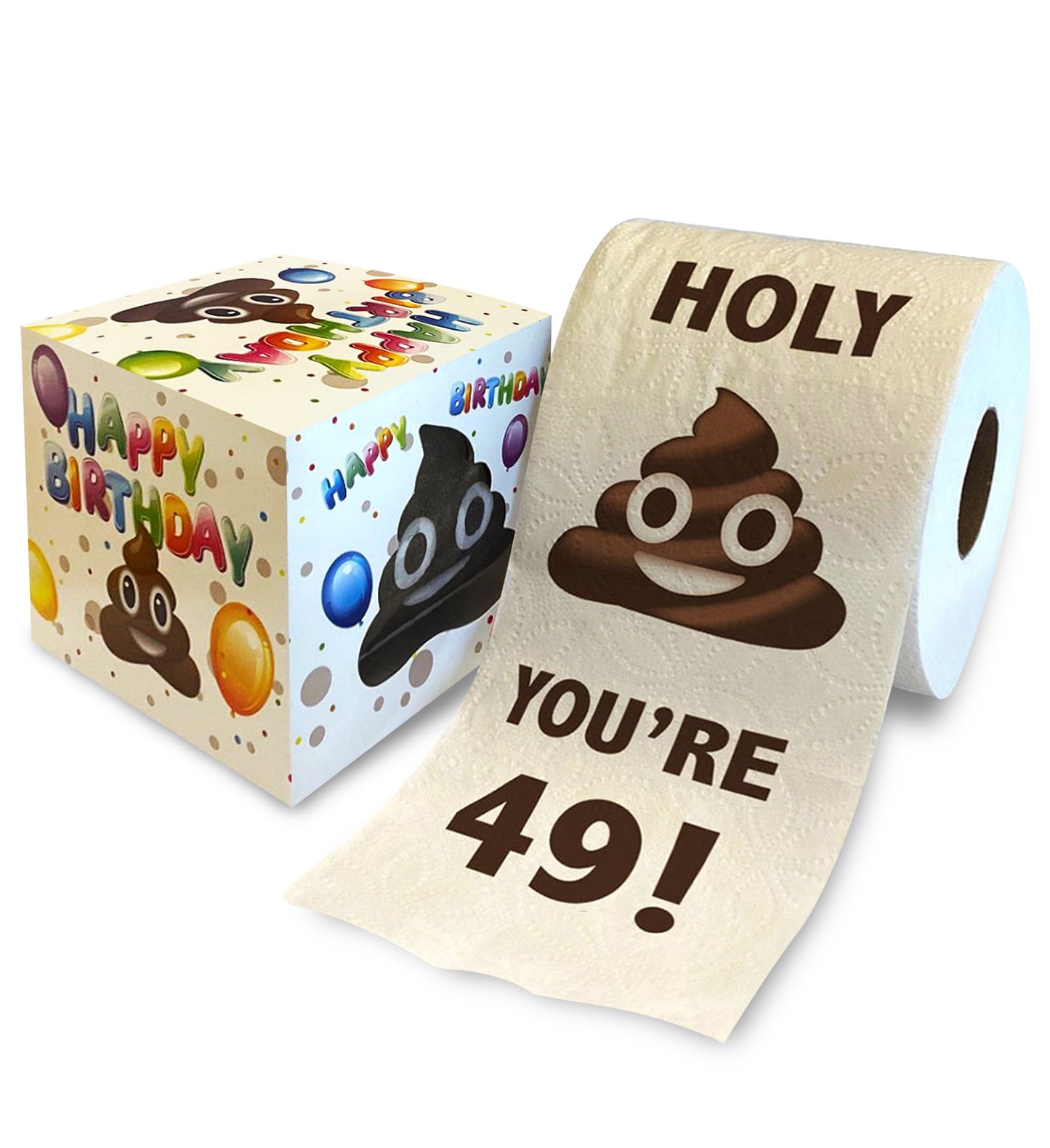 Printed TP Holy Poop You're 49 Funny Toilet Paper Roll Birthday Party Gag Gift