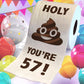 Printed TP Holy Poop You're 57 Funny Toilet Paper Roll Birthday Party Gag Gift