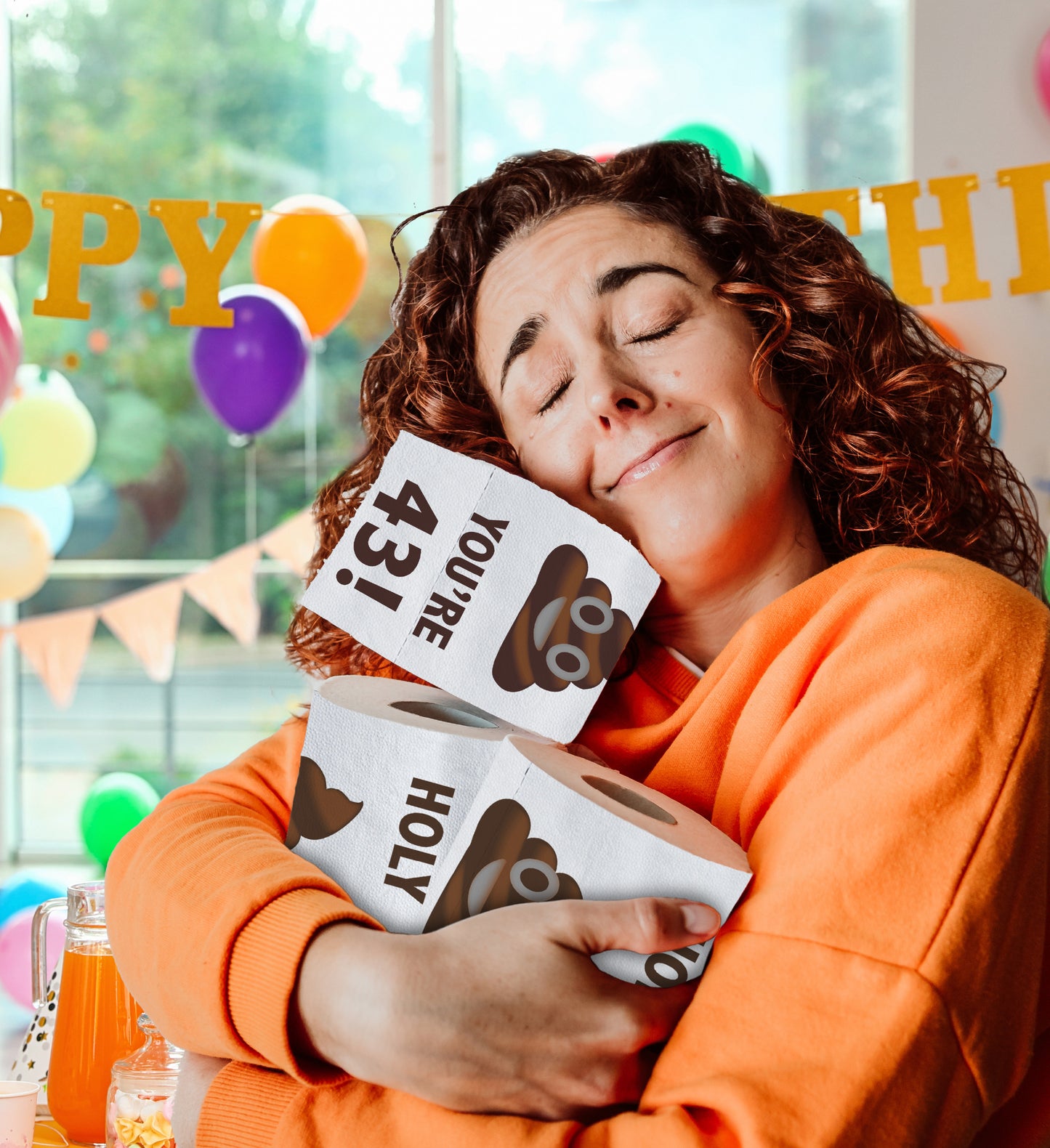 Printed TP Holy Poop You're 43 Funny Toilet Paper Roll Birthday Party Gag Gift