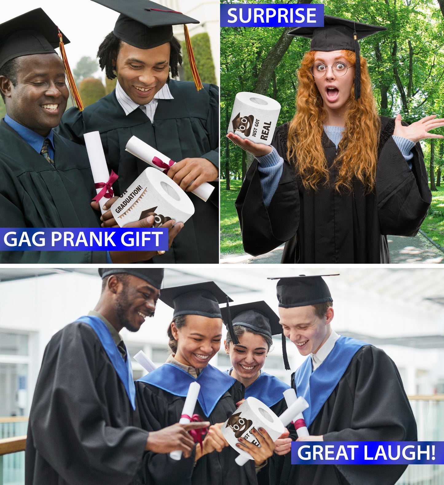 Printed TP Congrats on Graduation Toilet Paper Roll Prank Gag Gift for New Grad