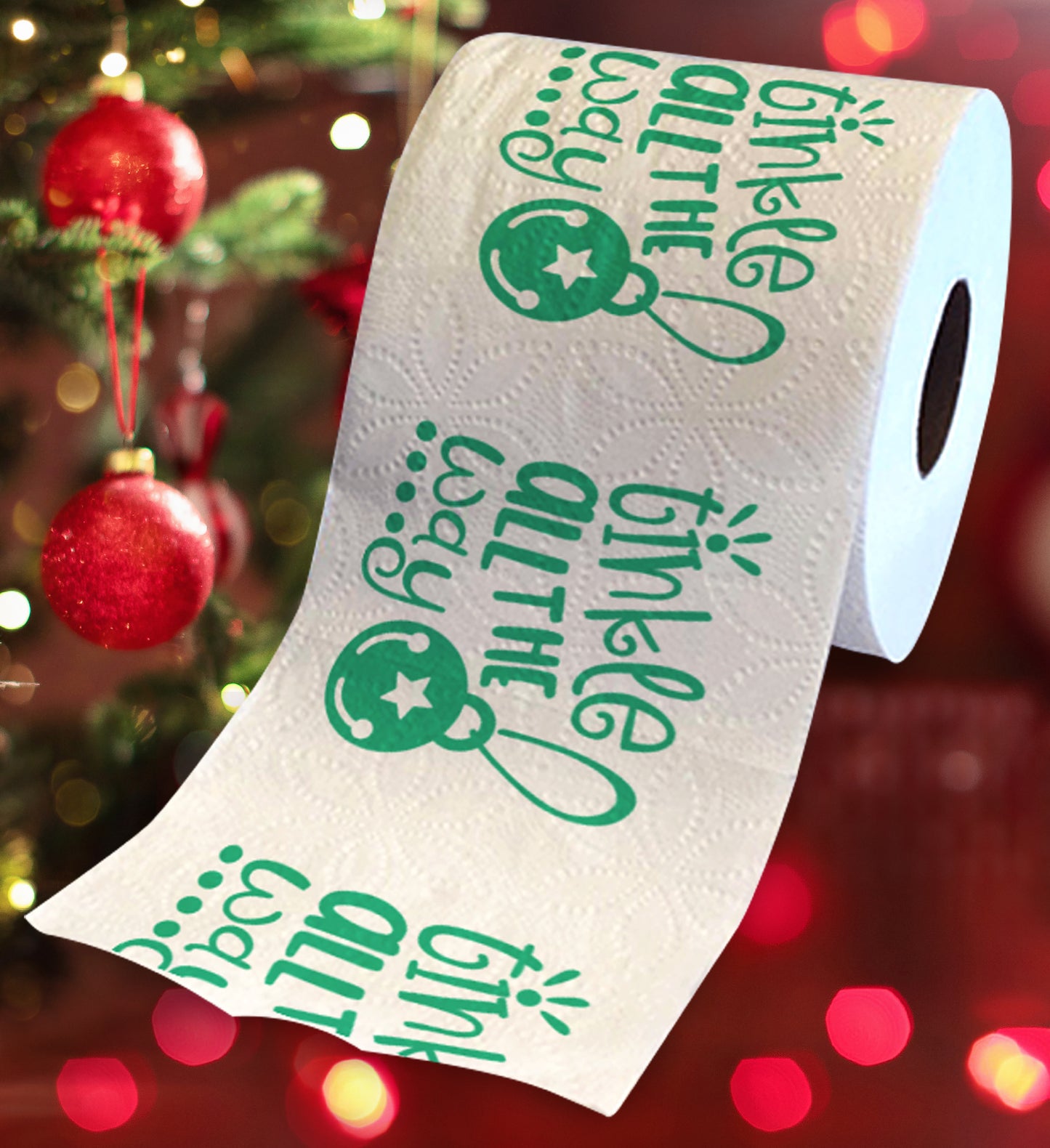 Printed TP Tinkle all the Way Green Holiday Christmas Toilet Paper Roll Gag Gift