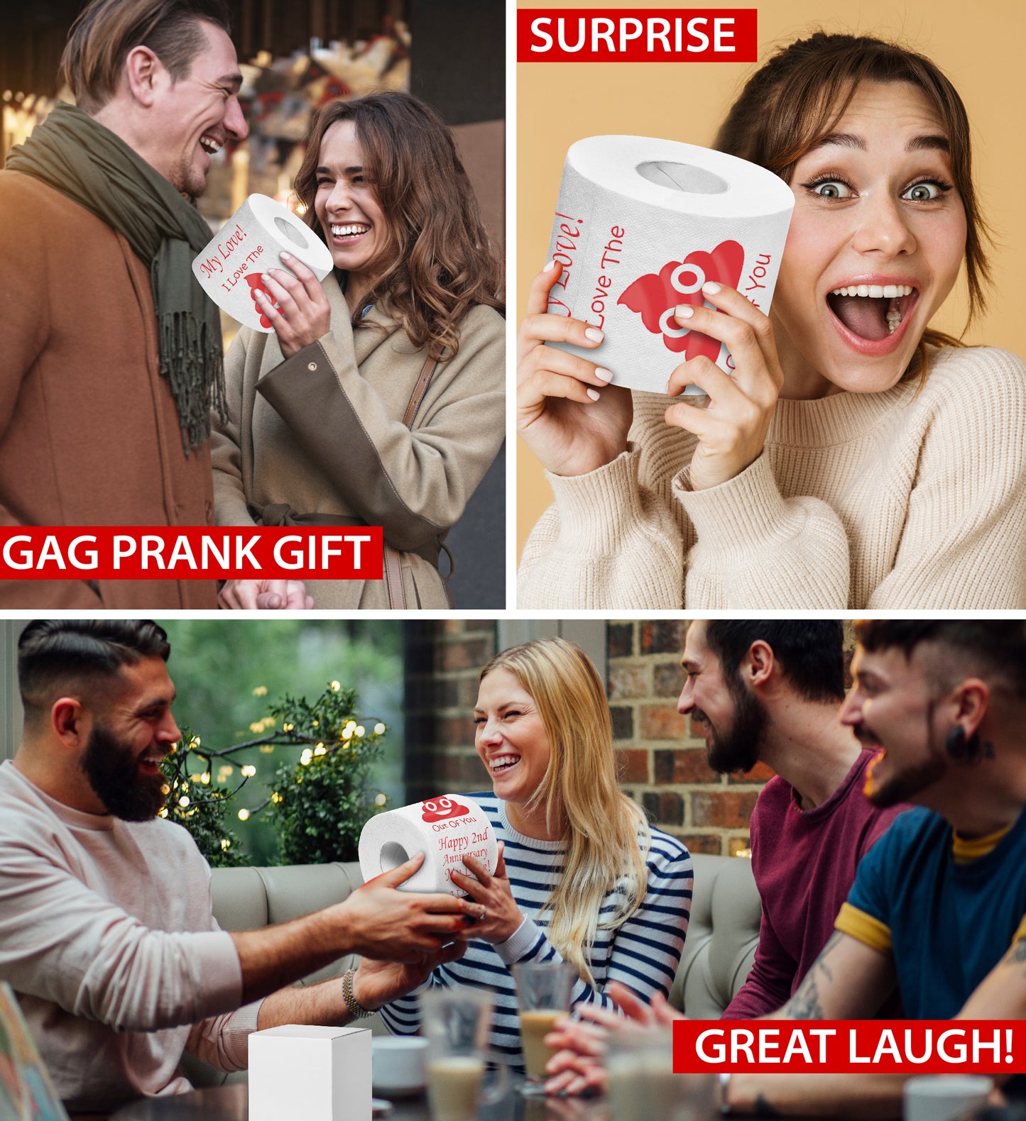 Printed TP Happy Second Anniversary Printed Toilet Paper Prank – 500 Sheets