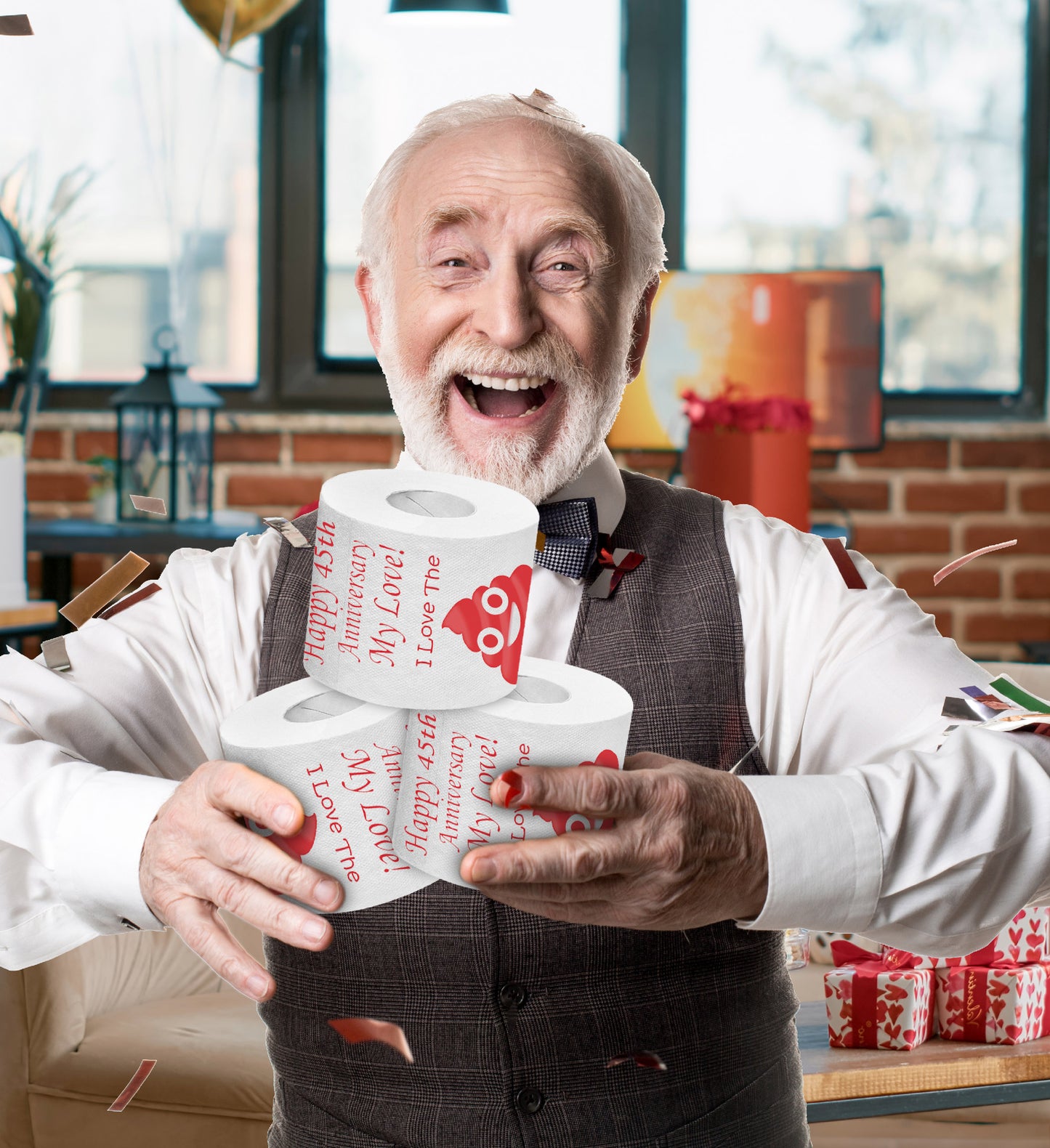 Printed TP Happy Forty Fifth Anniversary Printed Toilet Paper Gift - 500 Sheets