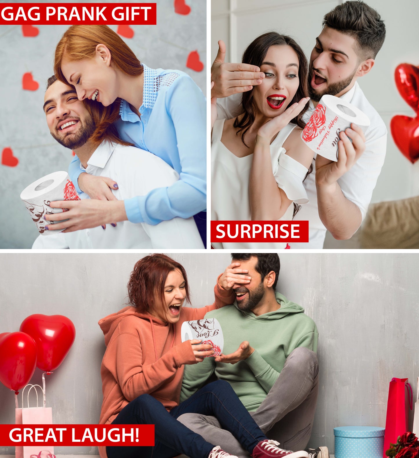 Printed TP Happy Valentine's Printed Toilet Paper Sweet Gag Gift - 500 Sheets