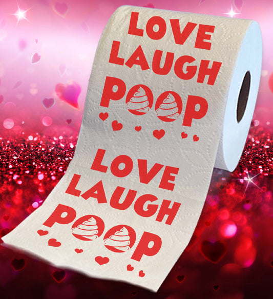 Printed TP Love Laugh Poop Printed Toilet Paper Funny Gag Gift - 500 Sheets