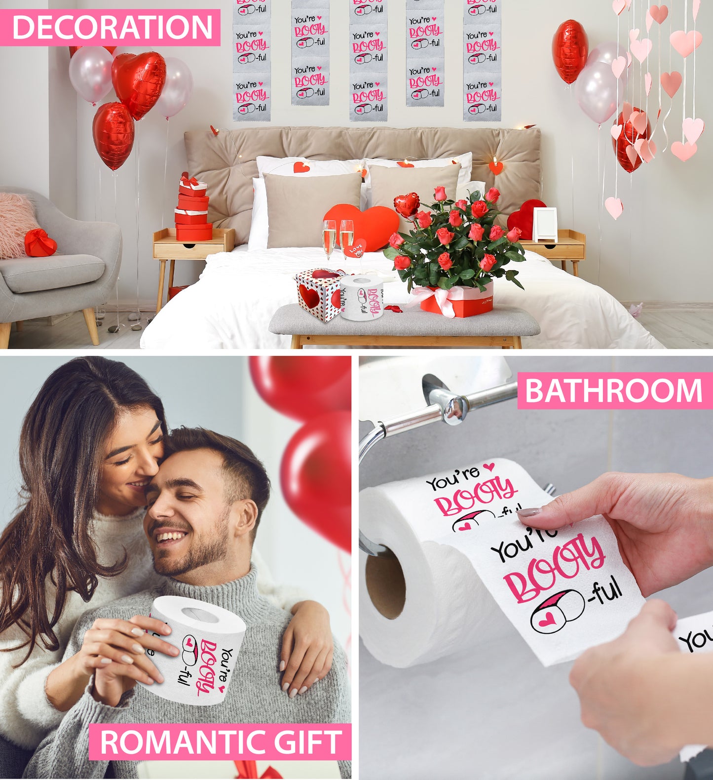 Printed TP You're Booty-ful Printed Toilet Paper Funny Gag Gift - 500 Sheets