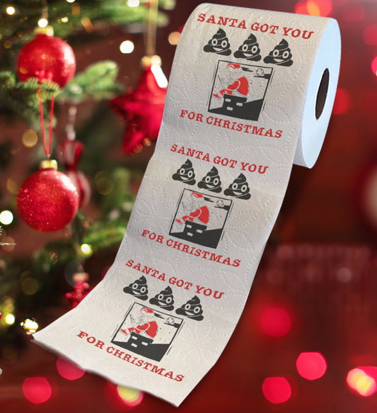 Printed TP Santa Got You Poop for Christmas Printed Toilet Paper – 500 Sheets