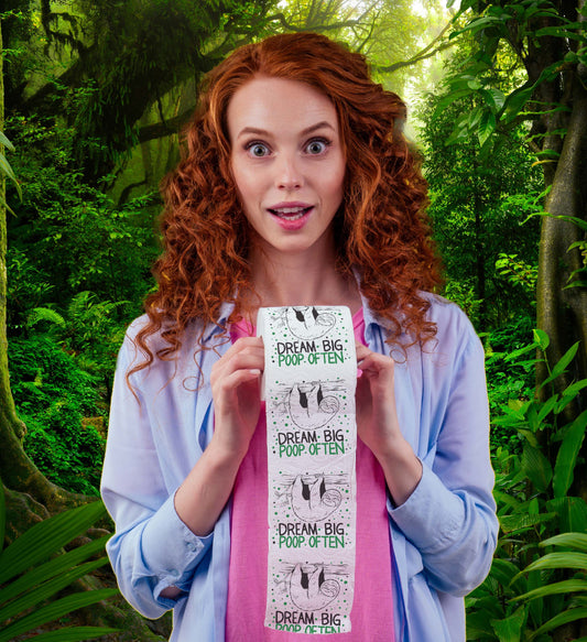 Printed TP Dream Big Poop Often Sloth Printed Toilet Paper Gag Gift – 500 Sheet