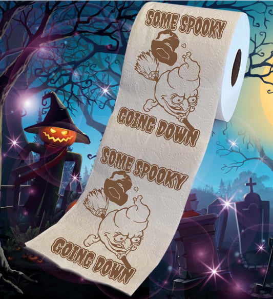 Printed TP Halloween Spooky Poop Going Down Toilet Paper Gag Gift – 500 Sheets