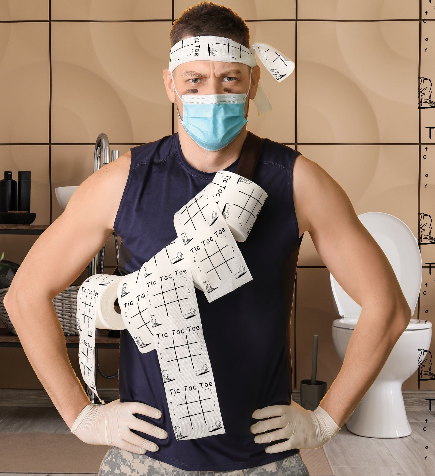 Printed TP Tic Tac Toe Printed Toilet Paper Funny Gag Novelty Gift – 500 Sheets