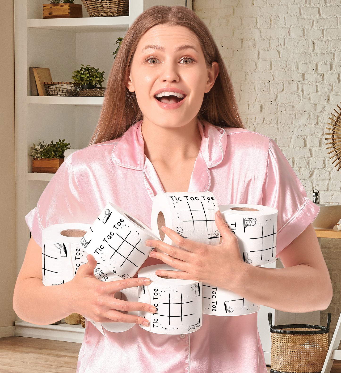 Printed TP Tic Tac Toe Printed Toilet Paper Funny Gag Novelty Gift – 500 Sheets