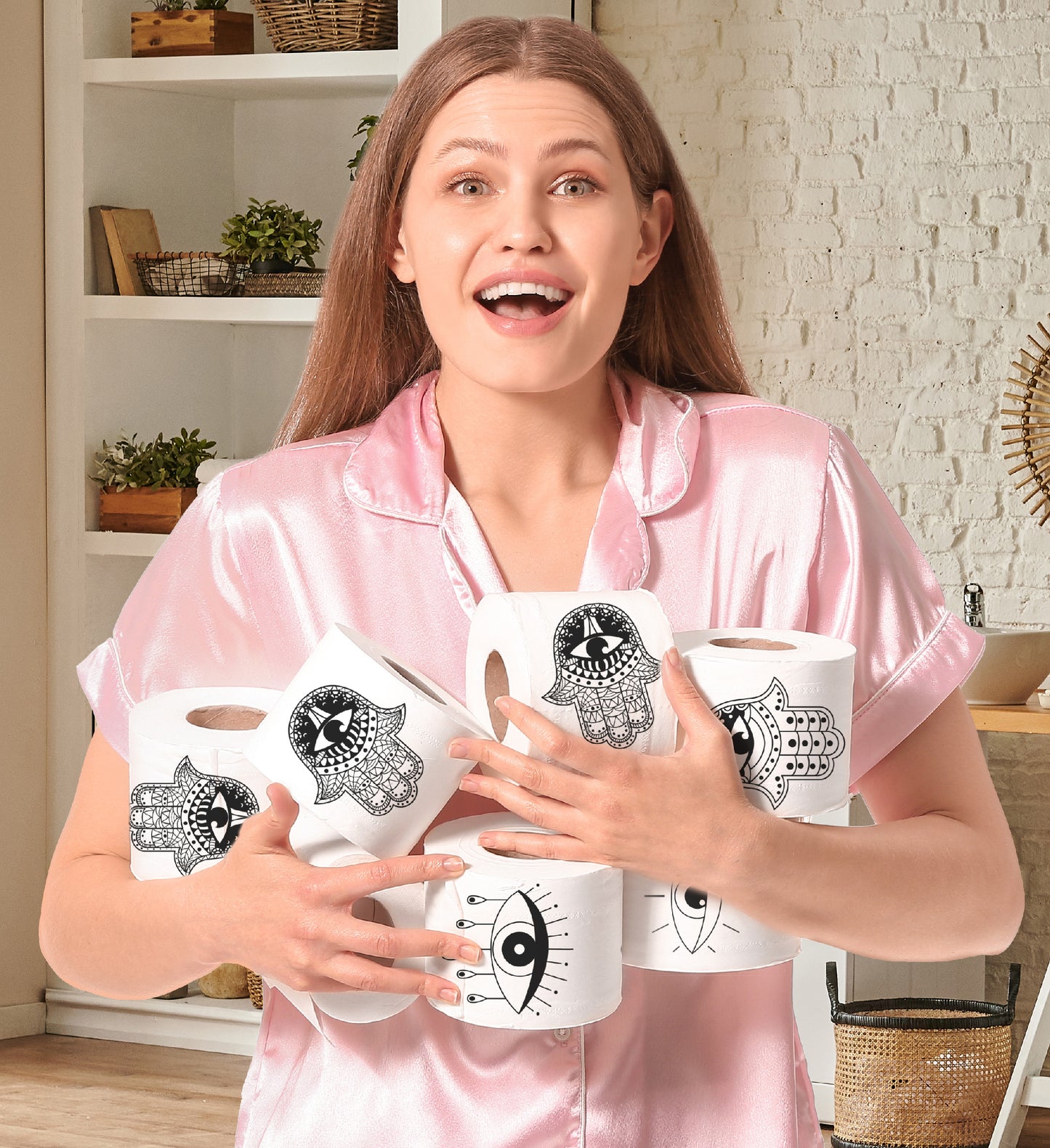 Printed TP Funny Hamsa Eye Printed Toilet Paper Gag Gift For Decor – 500 Sheets