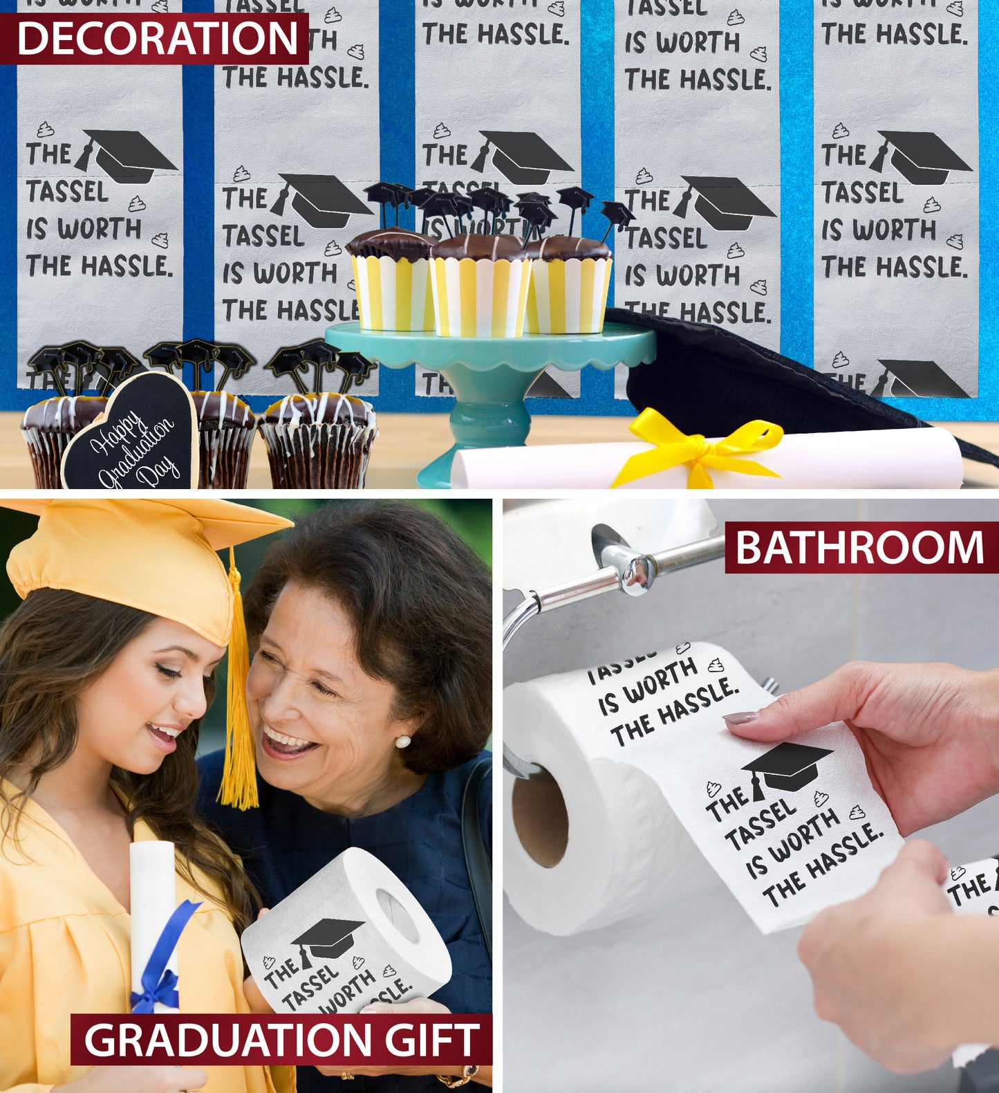 Printed TP The Tassel is Worth The Hassle Printed Toilet Paper Gift, 500 Sheets