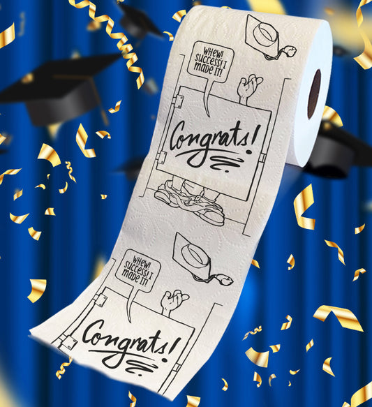 Printed TP Congrats! Whew! Success! Printed Toilet Paper Gag Gift, 500 Sheets