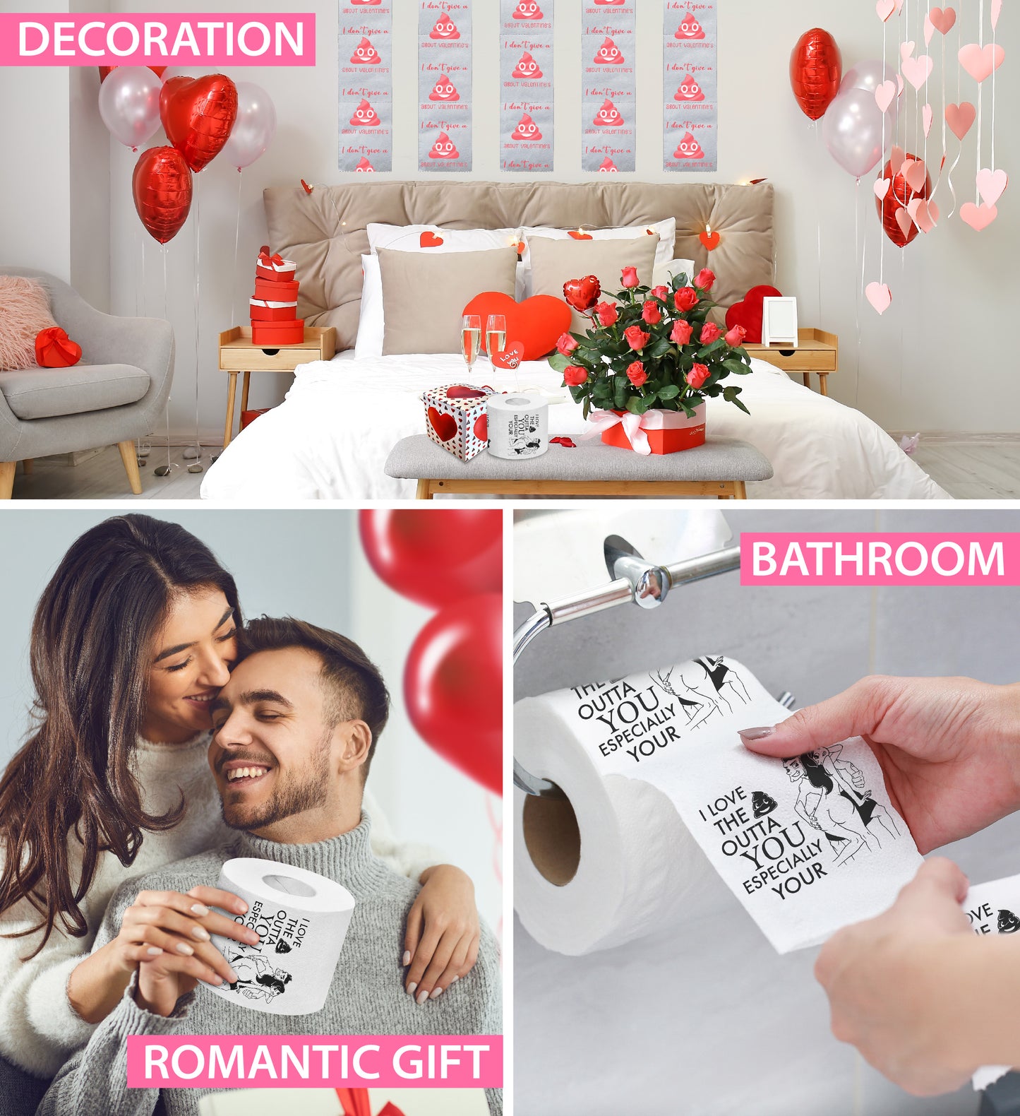 Printed TP Love Your Butt Printed Toilet Paper Gag Gift For Prank – 500 Sheets