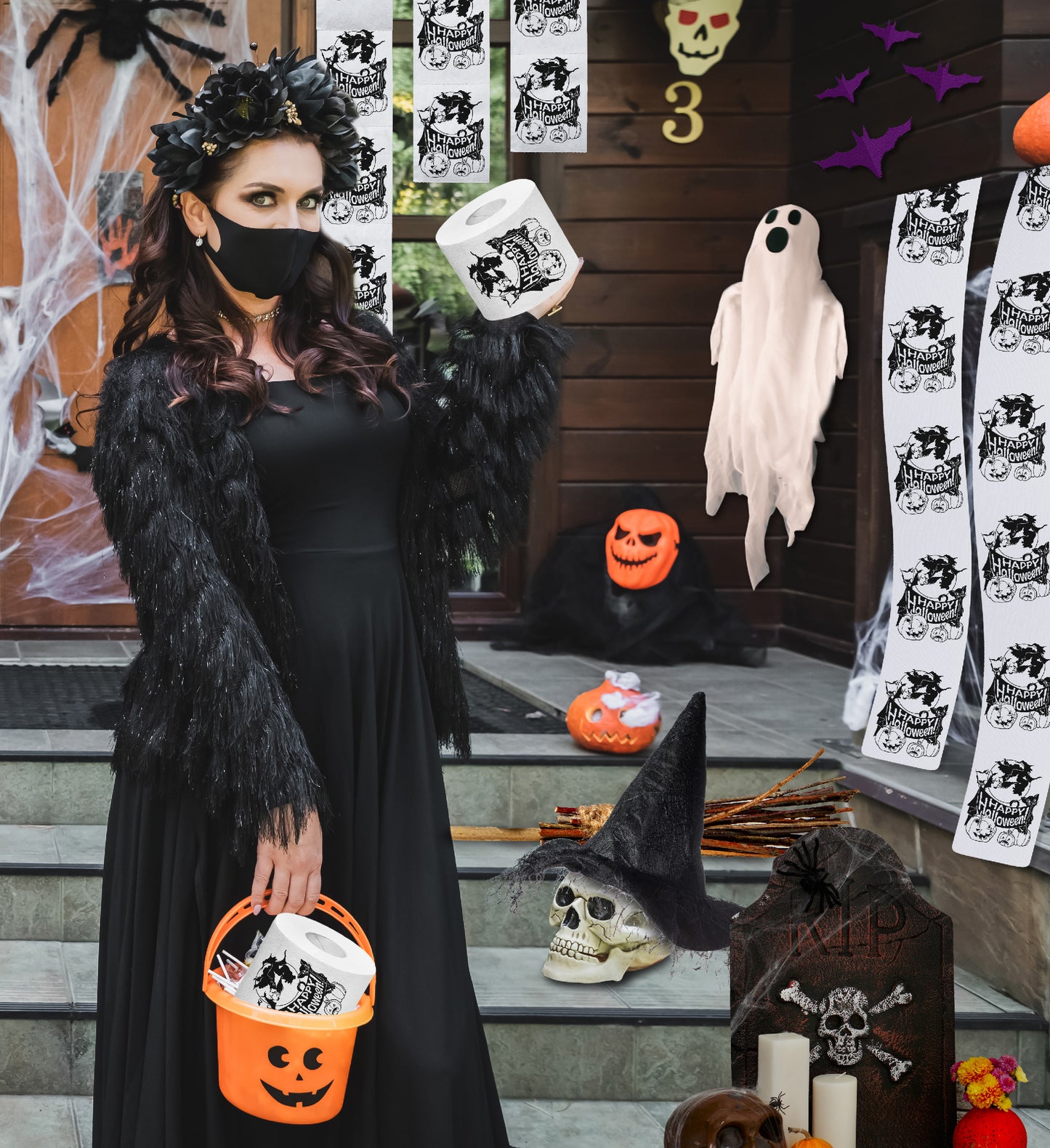 Printed TP Happy Halloween Printed Toilet Paper Funny Gag Gift – 500 Sheets