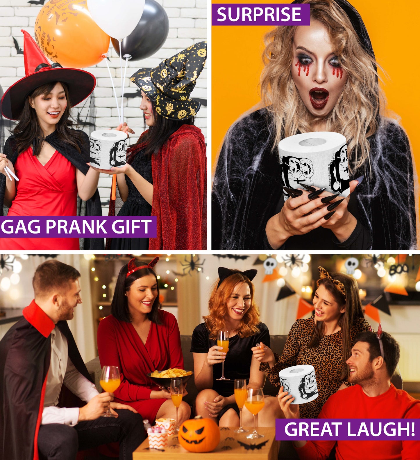 Printed TP Halloween Night Scary Printed Toilet Paper Gag Gift – 500 Sheets