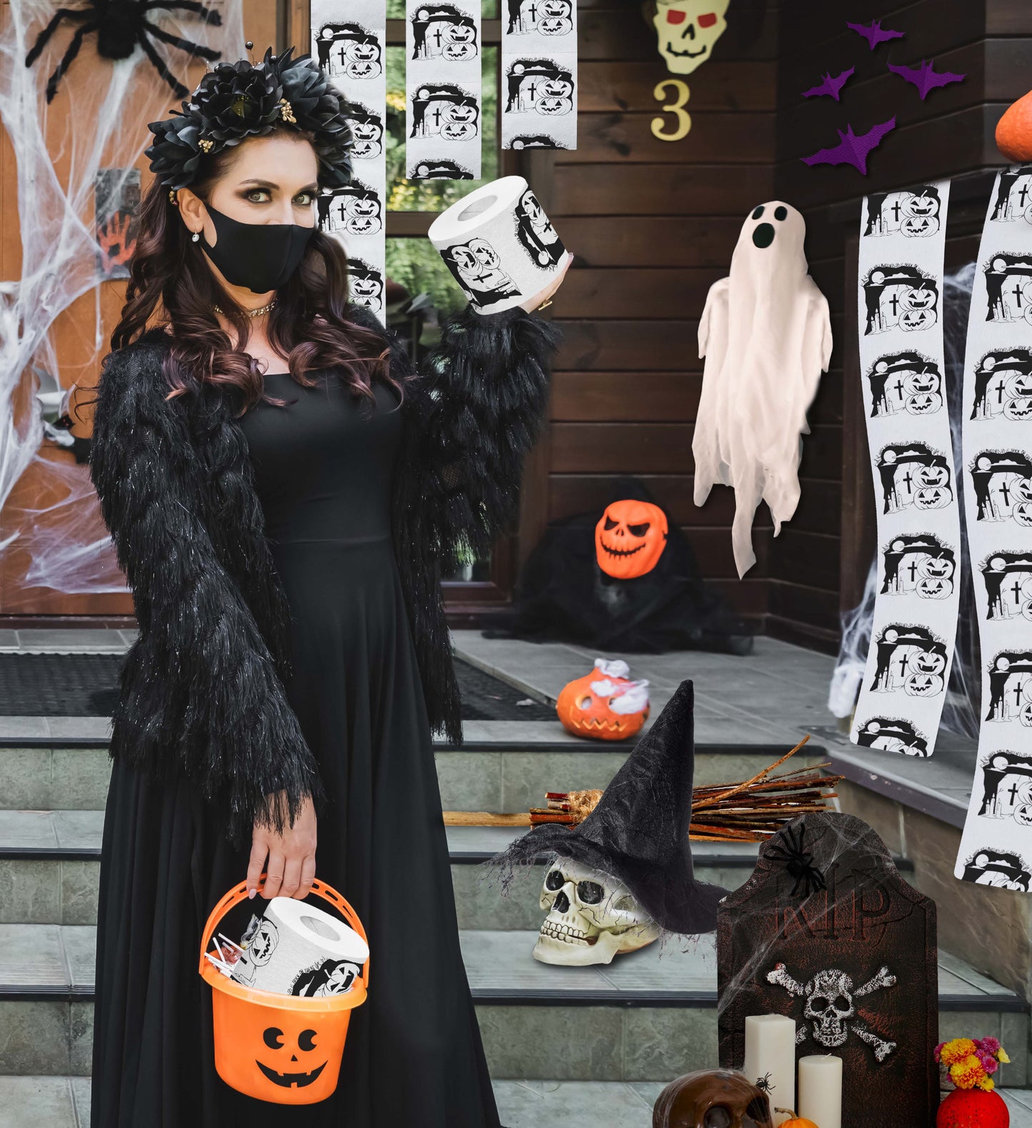 Printed TP Halloween Night Scary Printed Toilet Paper Gag Gift – 500 Sheets