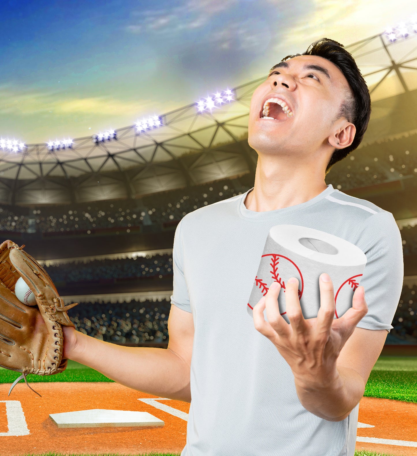 Printed TP Fun Sports Games Printed Toilet Paper Roll - 500 Sheets Baseball