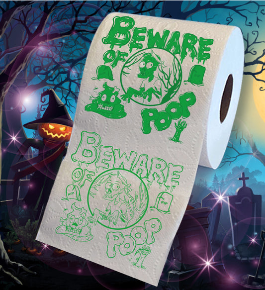 Printed TP Halloween Beware of Zombie Poop Printed Toilet Paper – 500 Sheets