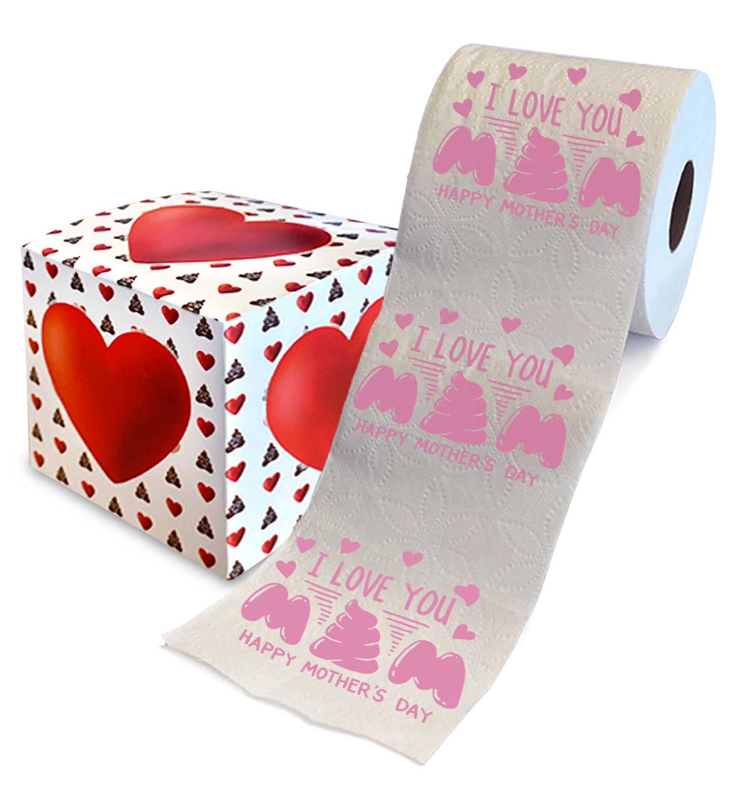 Printed TP Happy Mother's Day I Love You Design Toilet Paper Roll - 500 Sheets