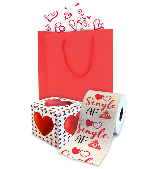 Red Gift Bag with Red Heart Tissue Paper