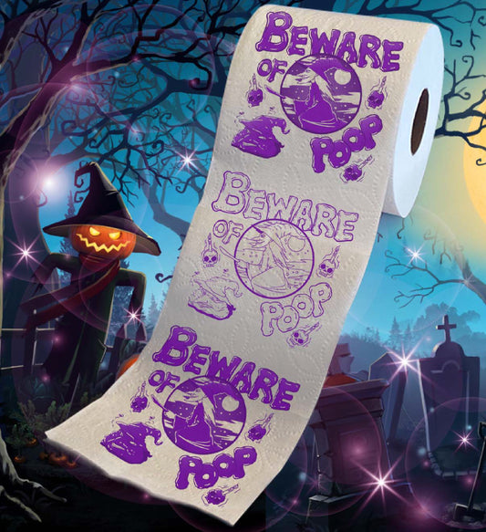 Printed TP Halloween Beware of Witch Poop Printed Toilet Paper – 500 Sheets