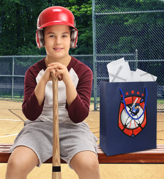 Baseball Gift Bag with Baseball Tissue Paper