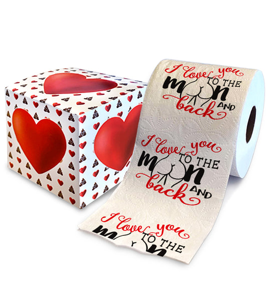 Printed TP I Love You to The Moon and Back Romantic Toilet Paper Roll Gag Gift