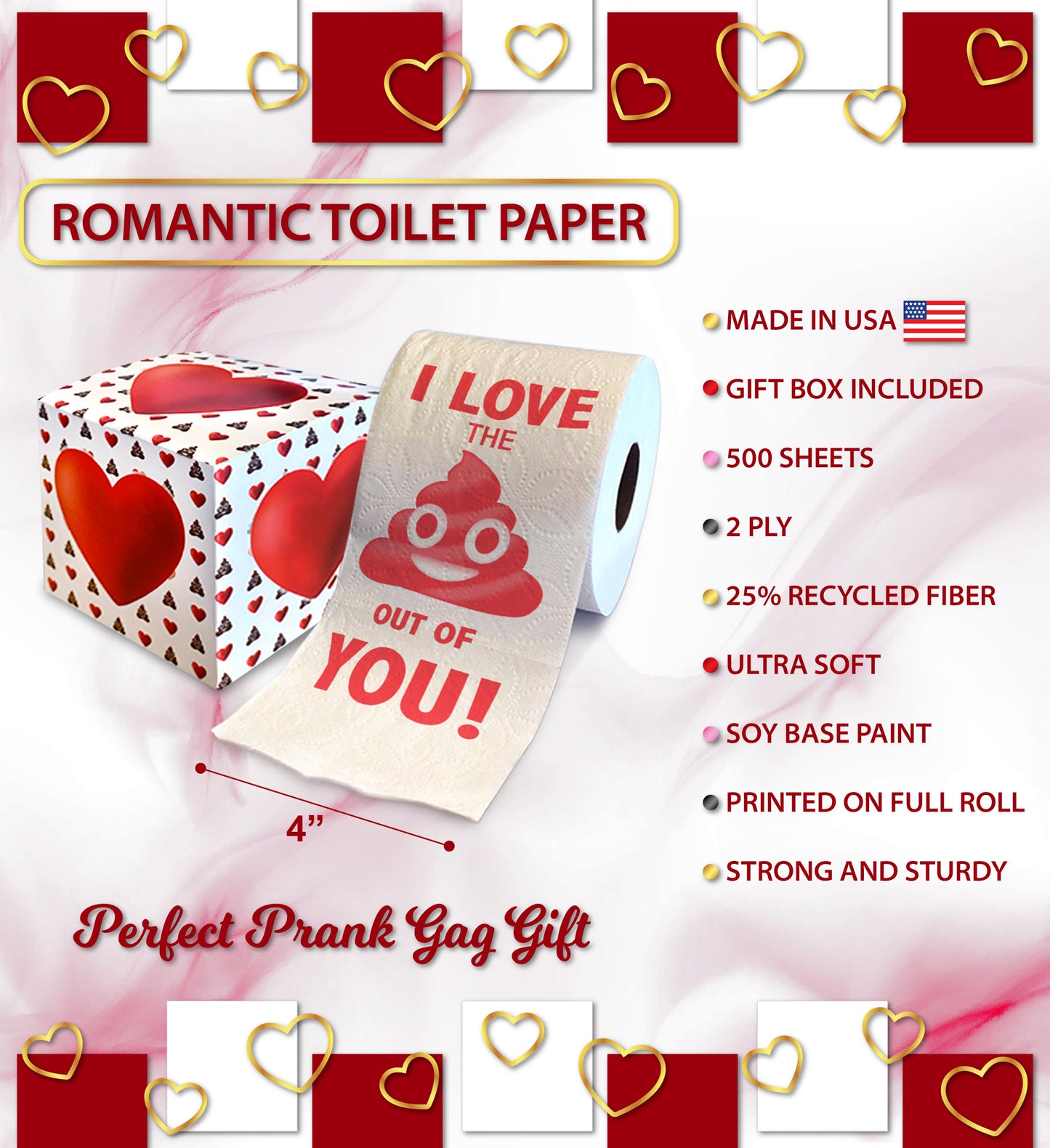 Printed TP I Love The Poop Out Of You Prank Funny Anniversary Toilet Paper