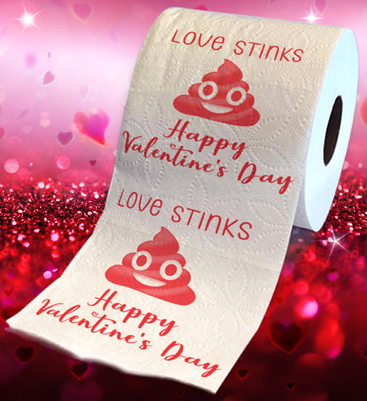 Printed TP Love Stinks Happy Valentines Day Couples Toilet Paper Roll Gag Gift
