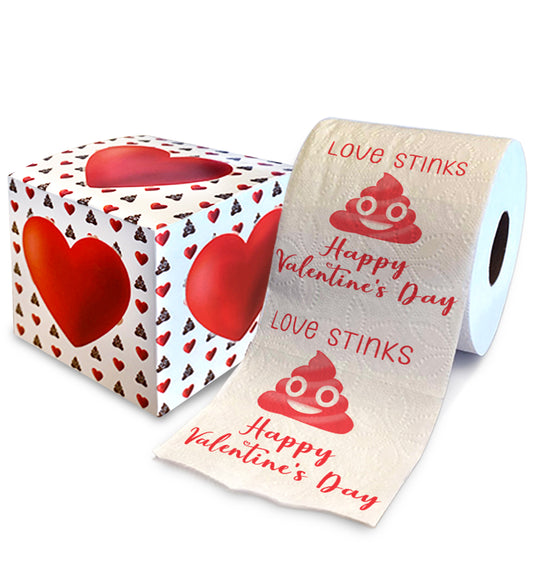 Printed TP Love Stinks Happy Valentines Day Couples Toilet Paper Roll Gag Gift