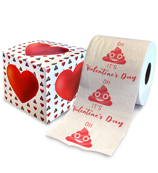 Printed TP Oh Sh*t It's Valentine's Funny Gag Toilet Paper Roll for Prank Gift