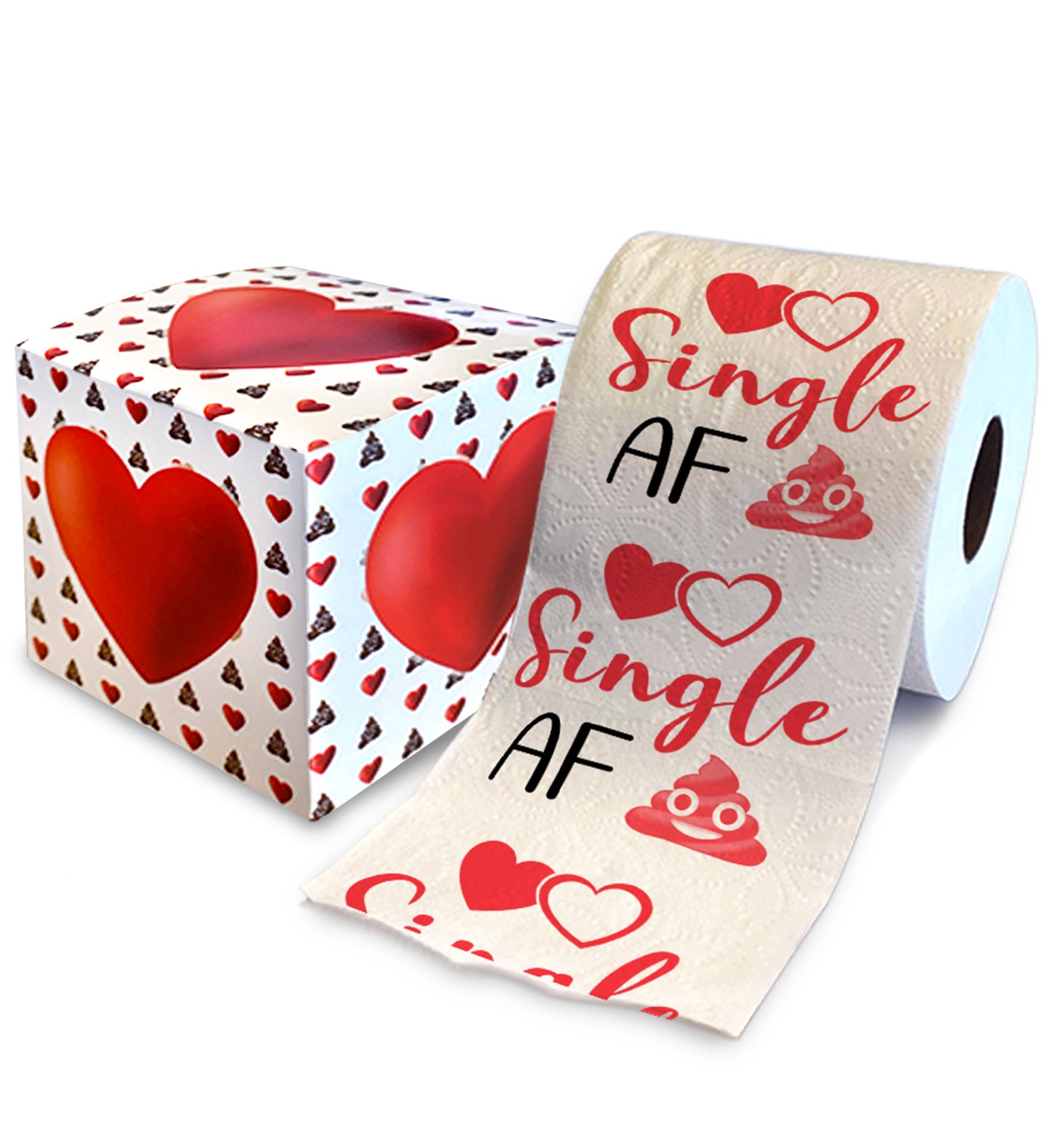 Printed TP Single AF Valentine's Funny Toilet Paper Roll Gag Gift for Singles