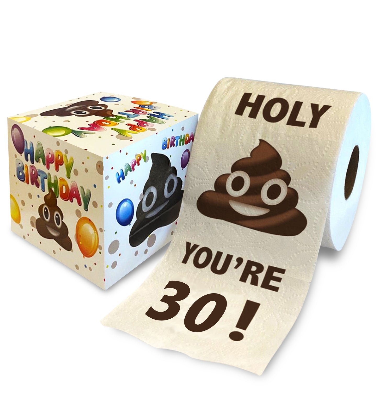 Printed TP Holy Poop You're 30 Funny Toilet Paper Roll Birthday Party Gag Gift