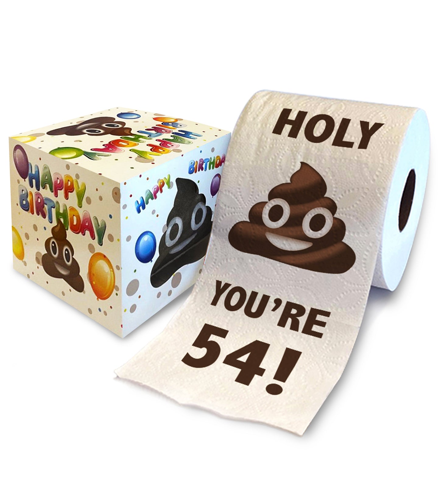 Printed TP Holy Poop You're 54 Funny Toilet Paper Roll Birthday Party Gag Gift