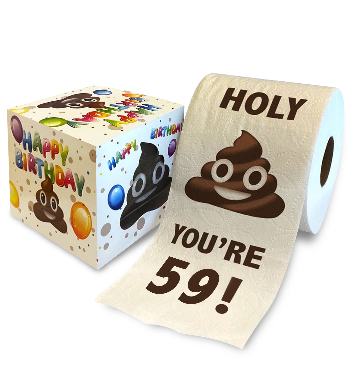 Printed TP Holy Poop You're 59 Funny Toilet Paper Roll Birthday Party Gag Gift