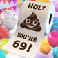 Printed TP Holy Poop You're 69 Funny Toilet Paper Roll Birthday Party Gag Gift