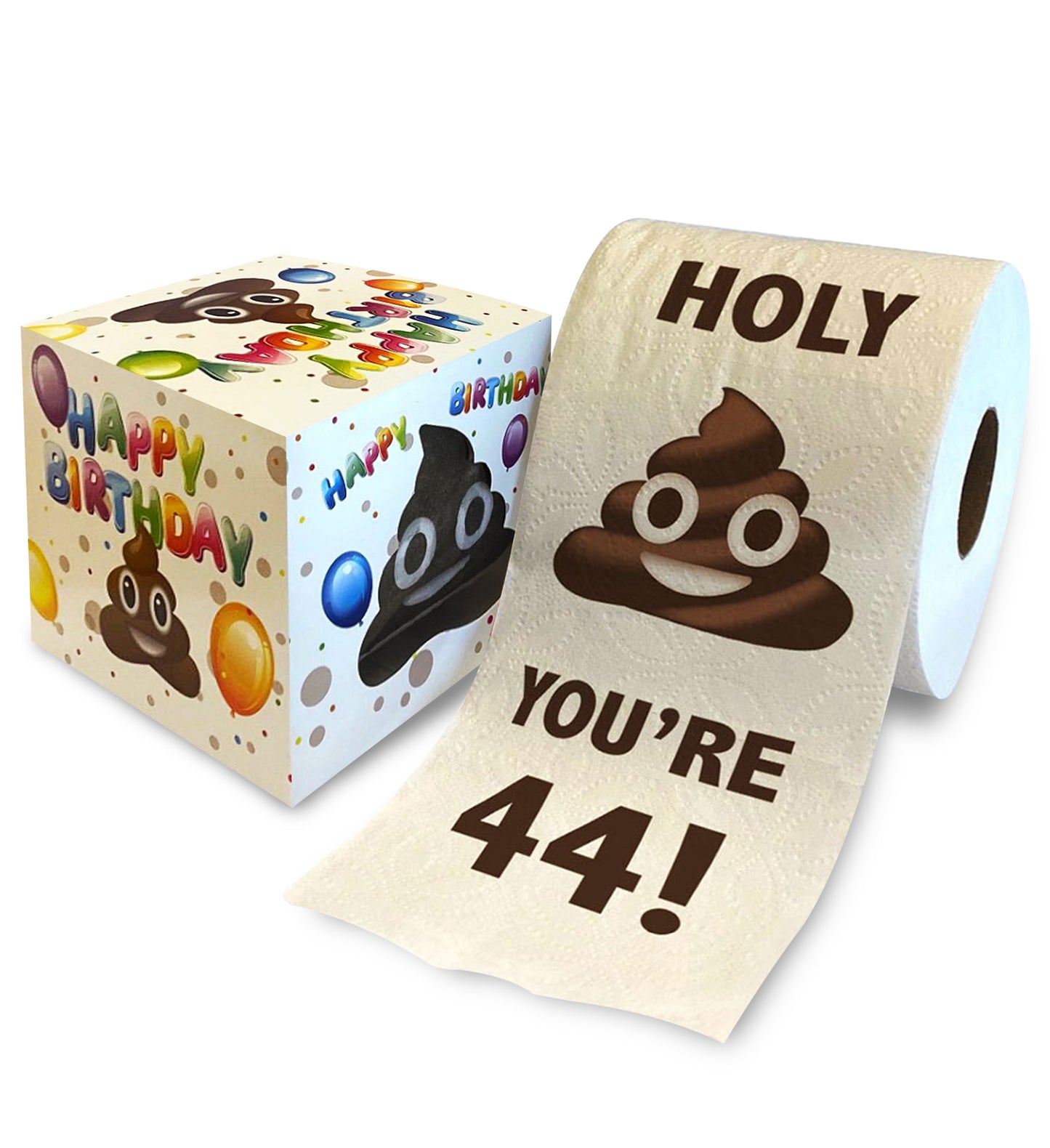 Printed TP Holy Poop You're 44 Funny Toilet Paper Roll Birthday Party Gag Gift