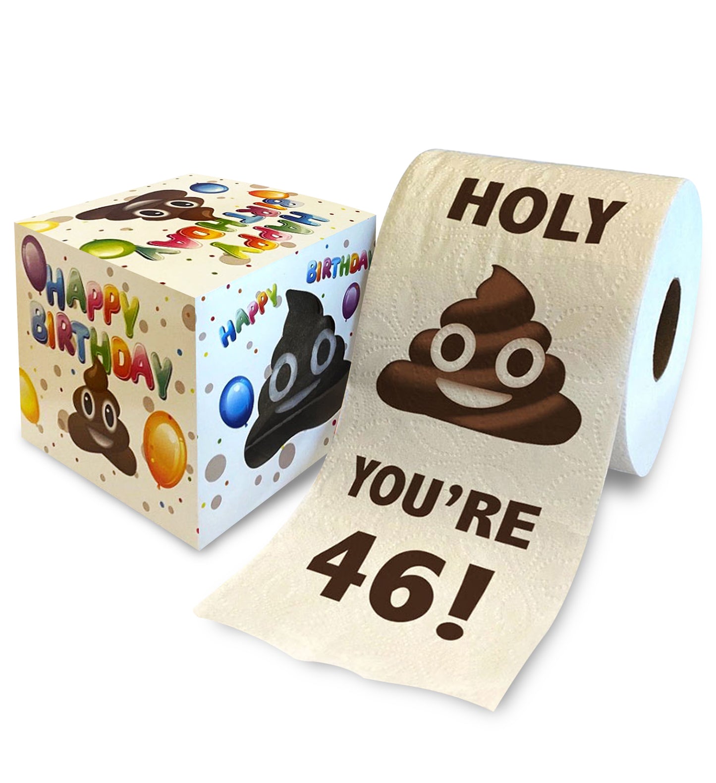 Printed TP Holy Poop You're 46 Funny Toilet Paper Roll Birthday Party Gag Gift