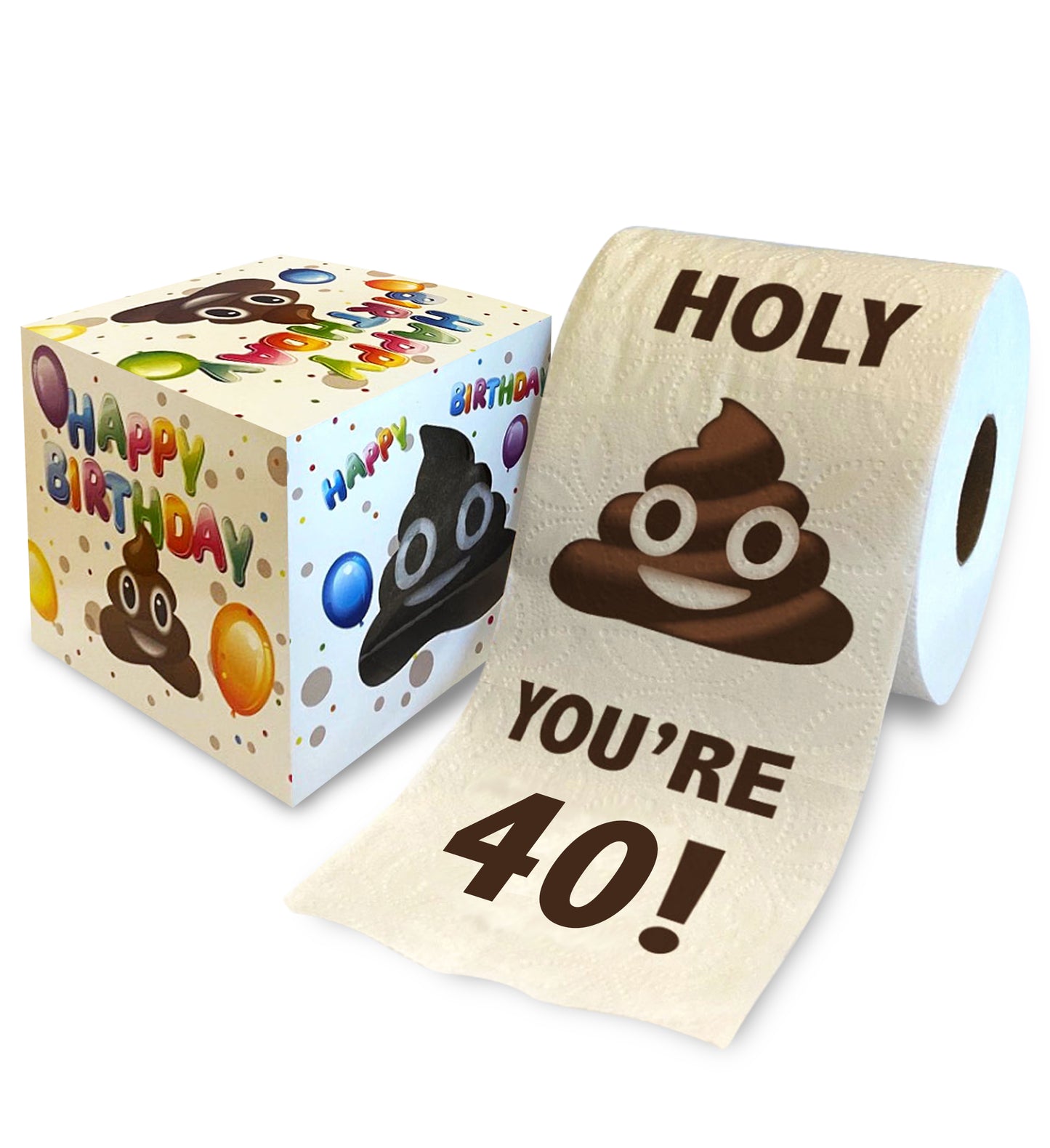 Printed TP Holy Poop You're 40 Funny Toilet Paper Roll Birthday Party Gag Gift