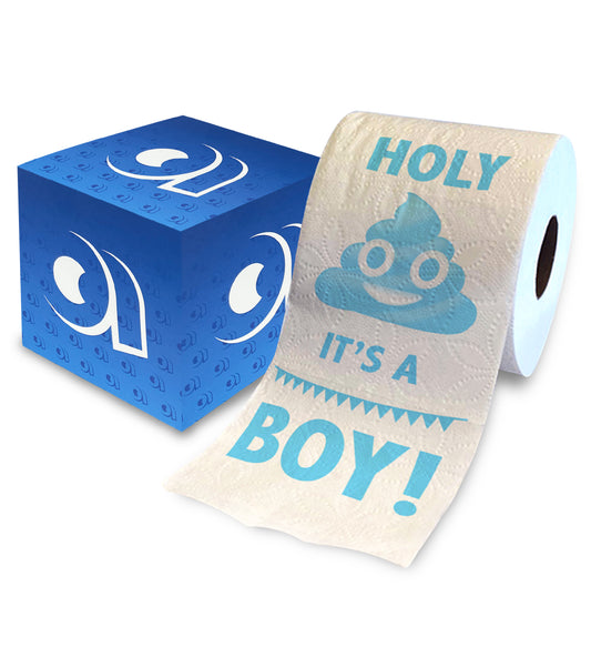 Printed TP Holy Poop It's a Boy! Toilet Paper Roll for Baby Shower Gender Reveal