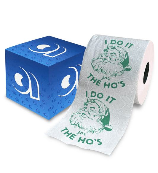 Printed TP I Do It For The Ho's Christmas Green Santa Claus Toilet Paper Roll