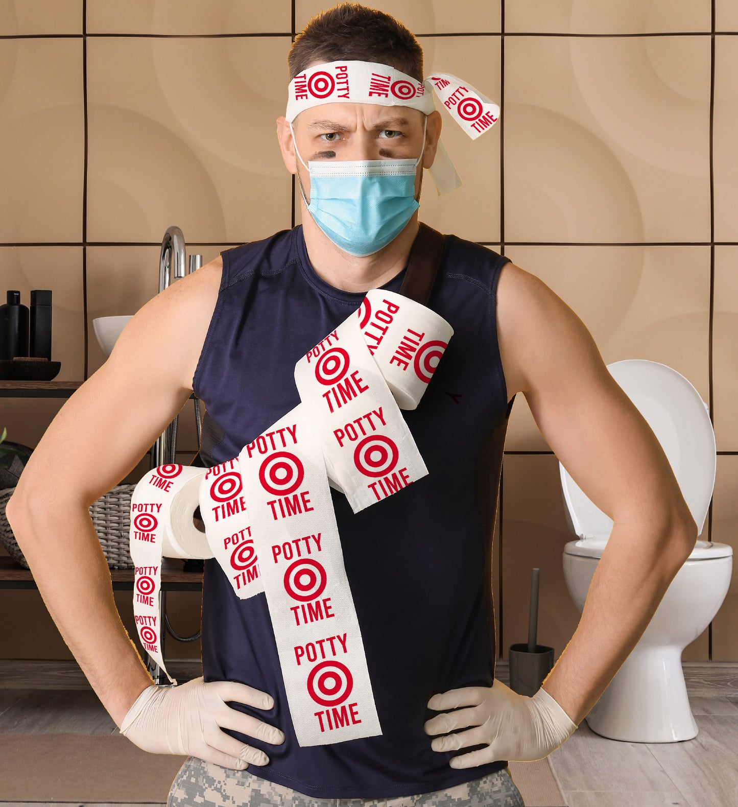 Printed TP Potty Time Bulls Eye Funny Novelty Toilet Paper Roll Gag Gift