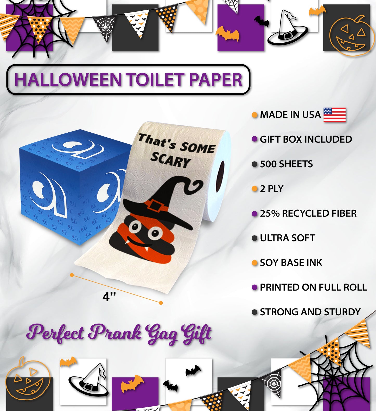 Printed TP That's Some Scary Sh*t Printed Toilet Paper Gag Gift – 500 Sheets