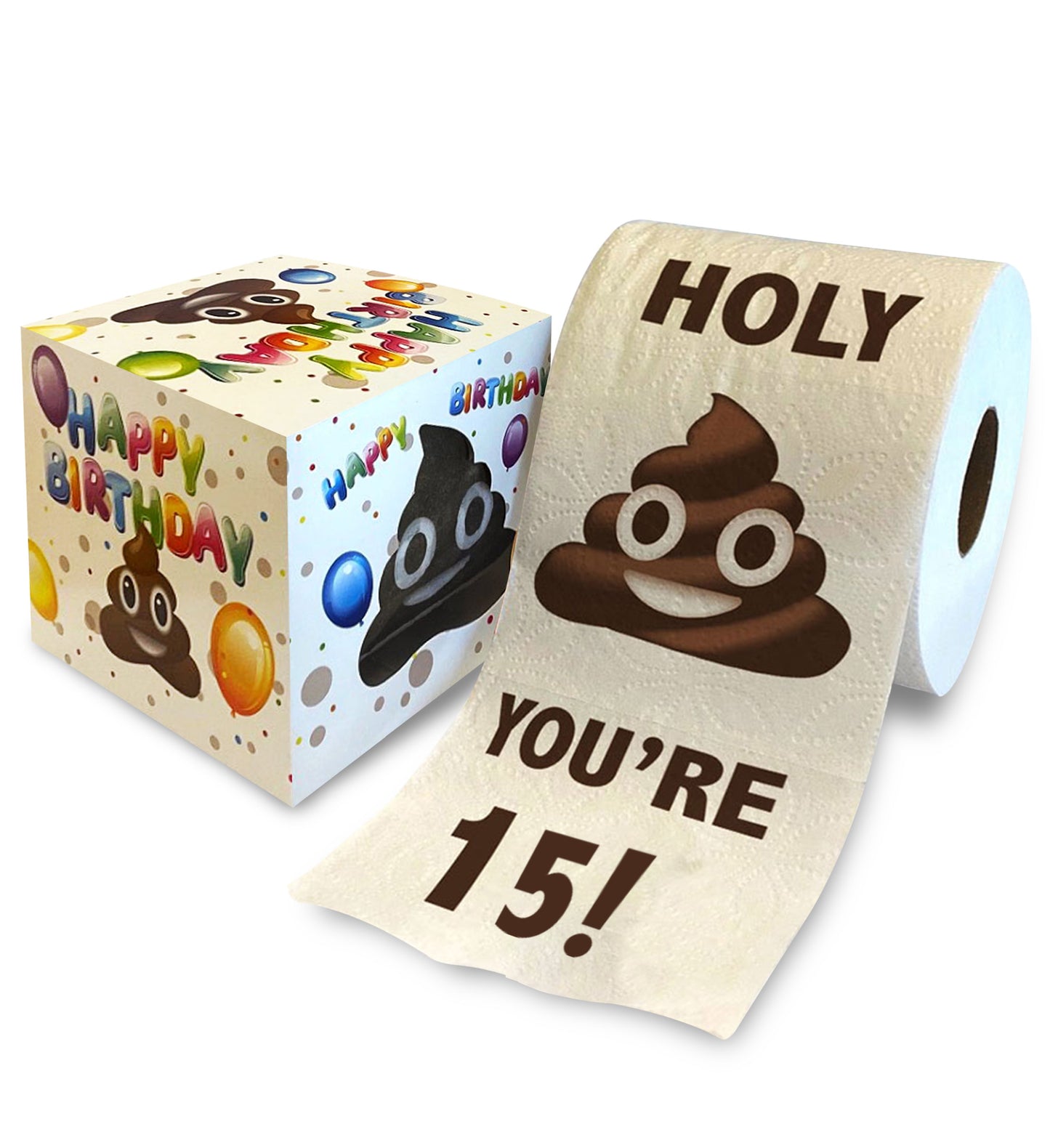 Printed TP Holy Poop You're 15 Printed Toilet Paper Funny Gag Gift – 500 Sheets